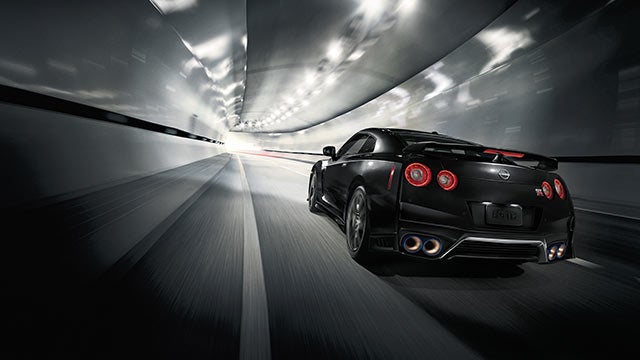 2023 Nissan GT-R seen from behind driving through a tunnel | Empire Nissan of Bay Ridge in Brooklyn NY
