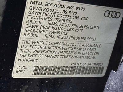 2023 Audi Q3 Premium 45 TFSI S line quattro Tiptronic