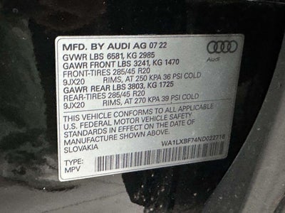 2022 Audi Q7 Premium Plus 55 TFSI quattro Tiptronic